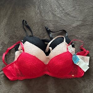 3 pack Jessica Simpson Lace Underwire Bra with Floral Embroidery